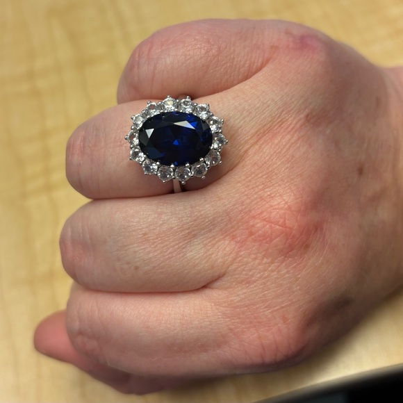SOLD $208 Lab Created Blue & White Sapphire Ring .925 Sterling Silver - Picture 4 of 6